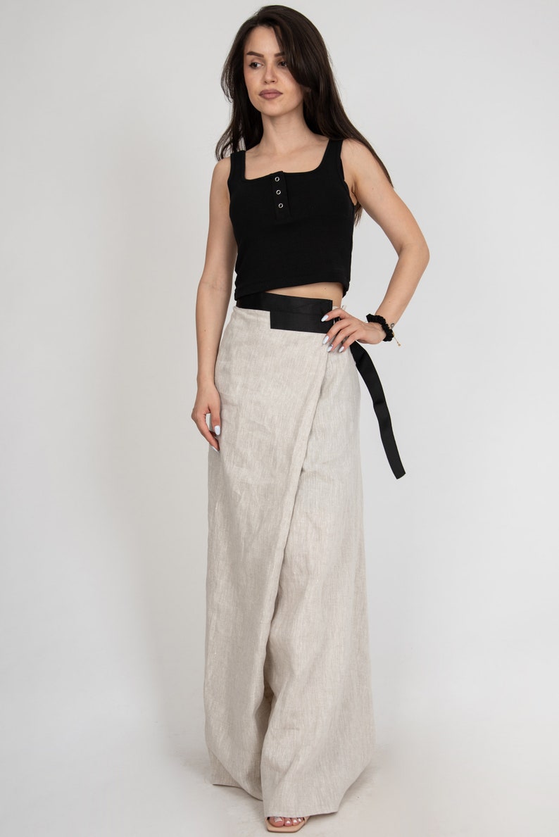 Long Loose Linen Skirt/Summer Maxi Skirt/Linen Extravagant Maxi Skirt/Summer Skirt/Casual Skirt With Pocket/Handmade Casual Skirt/F1502 image 5