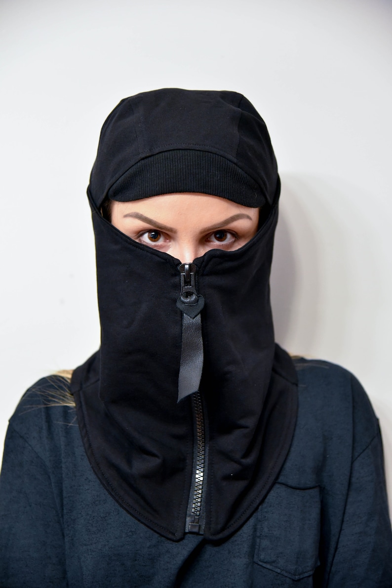Handmade Black Zipper Mask/black Balaclava/hood Zipper Etsy Norway