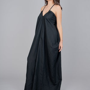 Black Kaftan/asymmetrical Tunic/maxi Black Summer Dress/black Linen ...