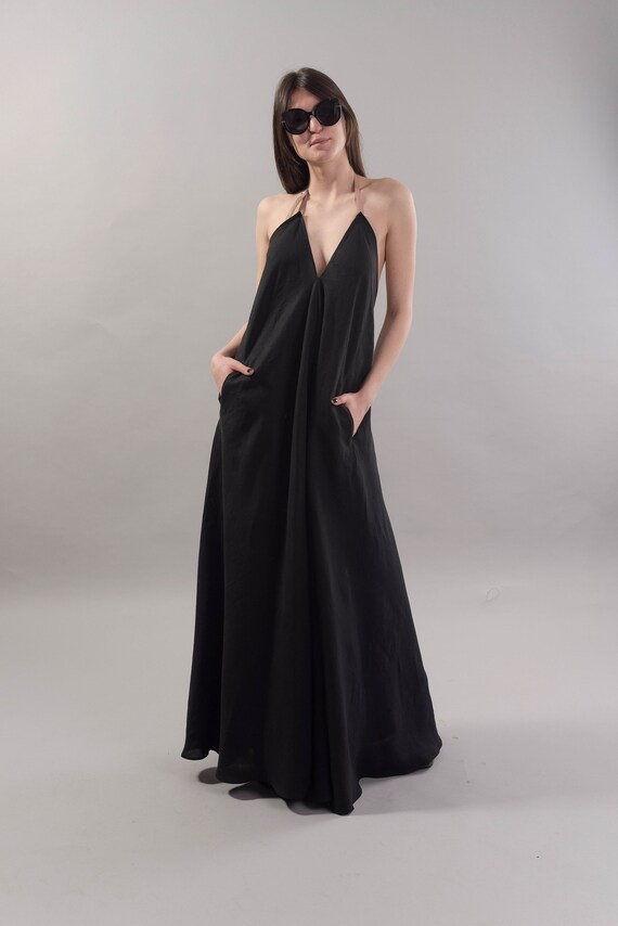 Black Kaftan/asymmetrical Dress/maxi Black Dress/black Linen Kaftan/floor Length Dress/open Back Dress/a Lined Dress/linen Dress/f1797 - Etsy Black Kaftan/asymmetrical Dress/maxi Black Dress/black Linen Kaftan/floor Length Dress/open Back Dress/a Lined Dress/linen Dress/f1797 - Etsy