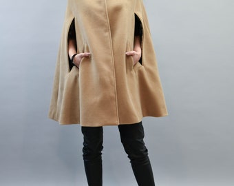 Camel Cape Coat/jacket for Women/camel Wool Cape/cape Jacket
