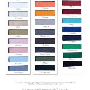 Puede incluir: Carta de colores para tejido de popel&iacute;n de algod&oacute;n. La carta muestra 27 colores diferentes, incluyendo negro, blanco, blanco roto, rubor, beige, rosa claro, rosa empolvado, azul claro, azul denim, amarillo, salm&oacute;n, naranja, gris claro, gris medio, gris oscuro, gris jaspeado, militar, verde bosque, rosa, rojo, burdeos, aguamarina, azul real, azul marino, verde brillante, verde y azul oscuro.