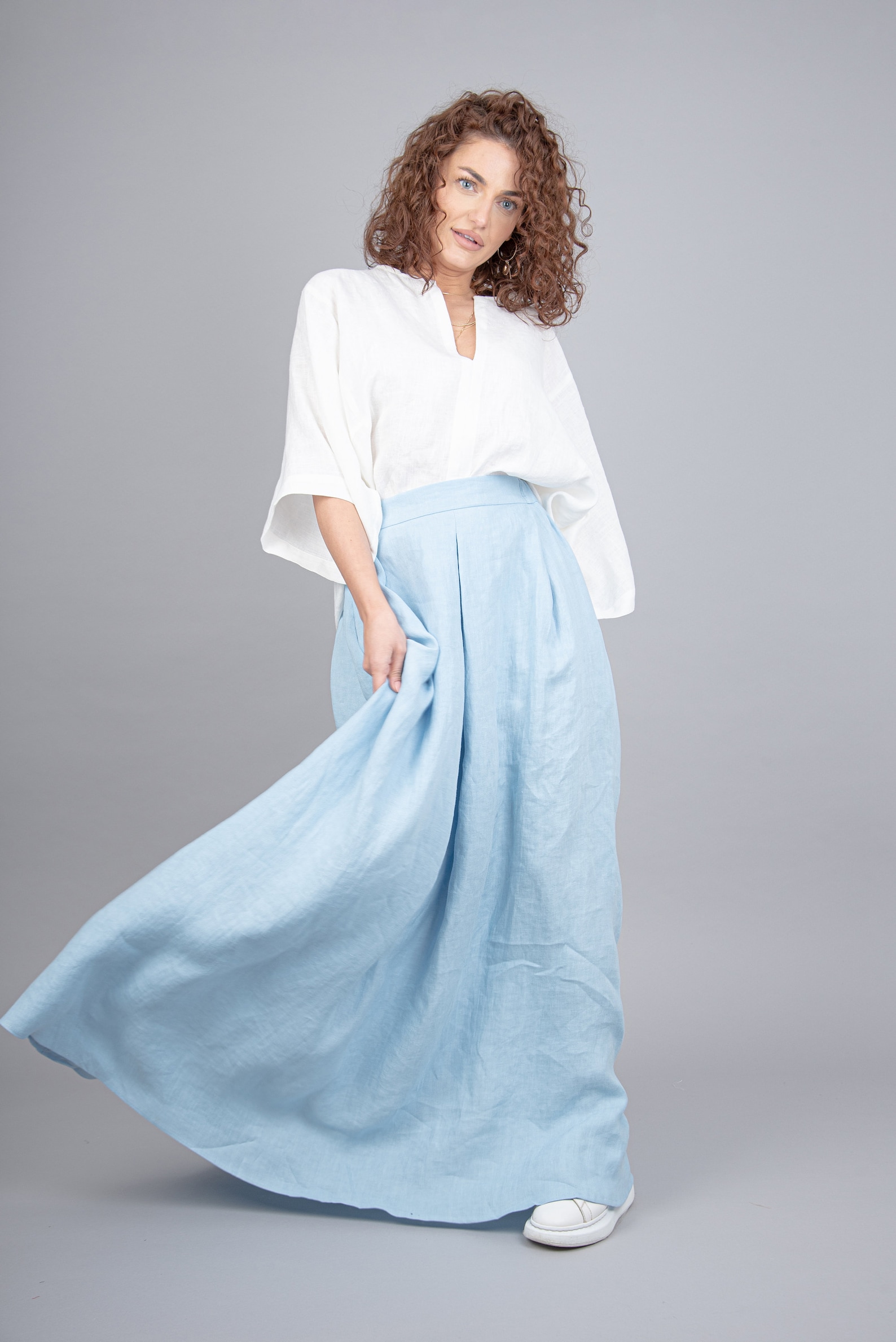 Blue Linen Skirt