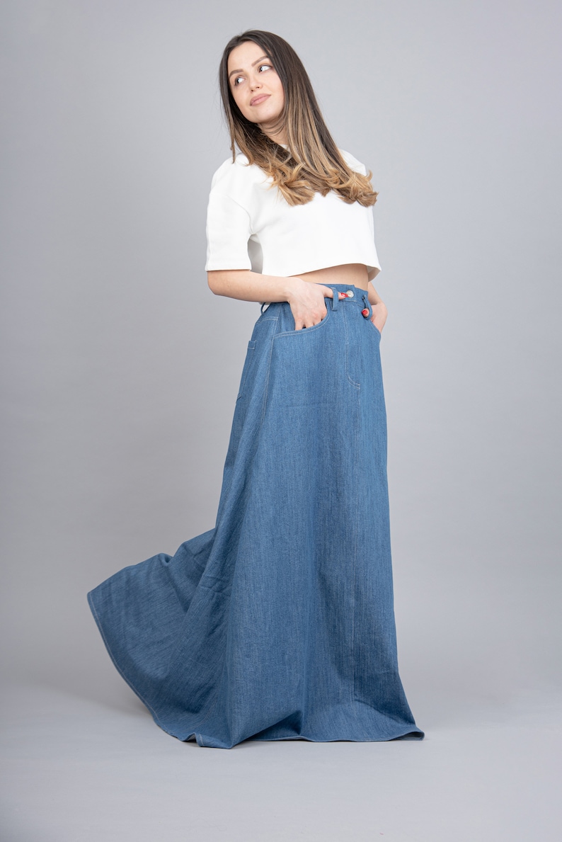 Maxi Skirt/denim Oversized Skirt/jean Skirt/casual Maxi - Etsy