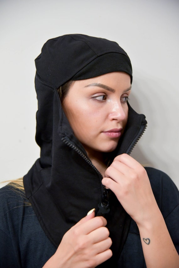 Máscara de bufanda negra hecha a mano / Negro Balaclava para