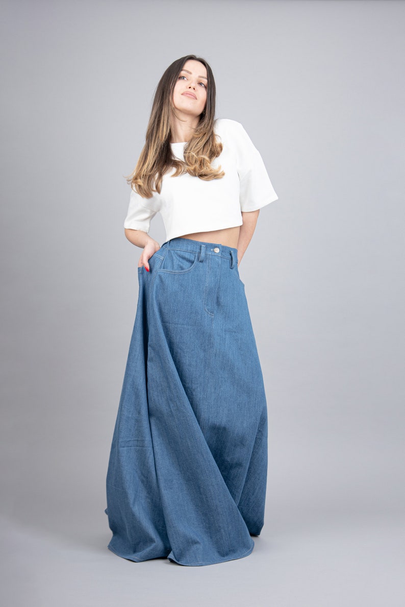 Maxi Skirt/denim Oversized Skirt/jean Skirt/casual Maxi - Etsy