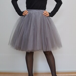 Women Tulle Skirt/Tea Length Tutu Skirt/Princess Skirt/Wedding Skirt/Knee Length Skirt/Gray Skirt/Grey Tutu Skirt/Grunch Skirt/F1294 image 2