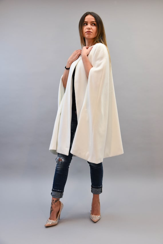 Winter Cape Coat Jacket For Women White, Women S Winter Cape Coat Uk