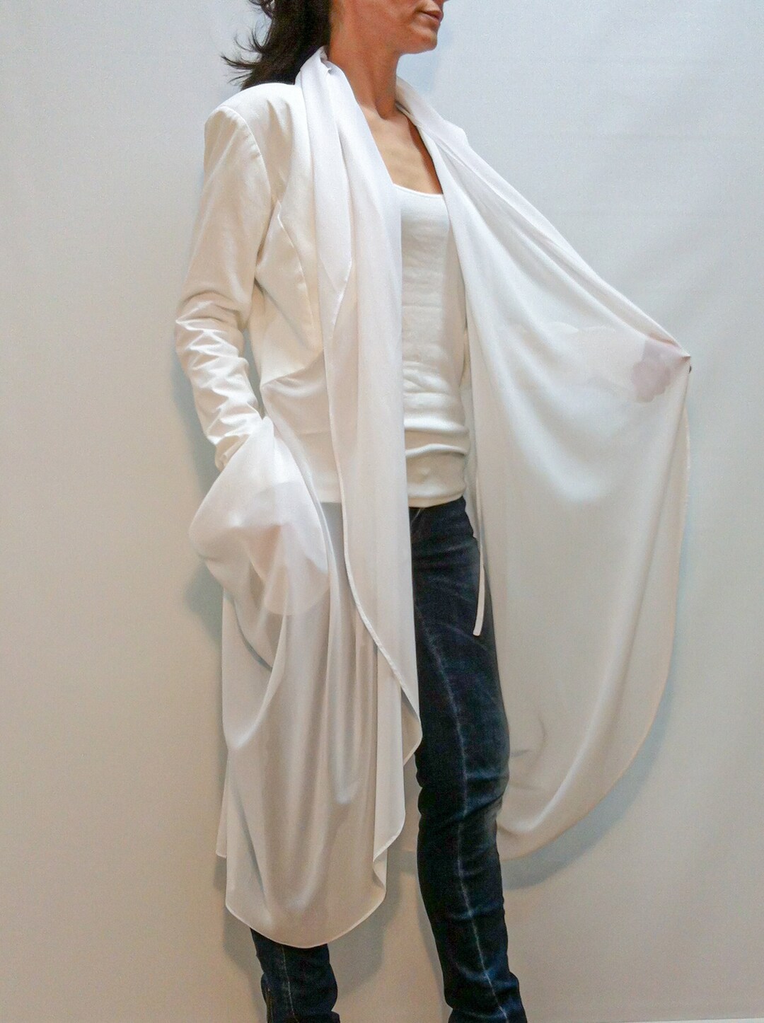 White Summer Coat/long Jacket/long Tunic/cotton Trench/summer Trench