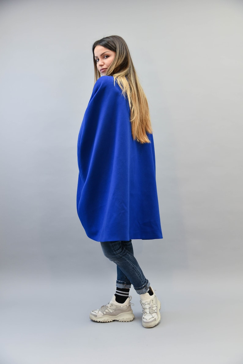 Winter Cape Coat/Handmade Jacket For Women/Wool Blue Cape/Cape Etsy