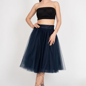 Women Tulle Skirt/Tutu Skirt/Princess Skirt/Blue Short Skirt/Blue Tutu Skirt/Casual Ballet Skirt/Dark Blue Mini Skirt/F2414 image 3