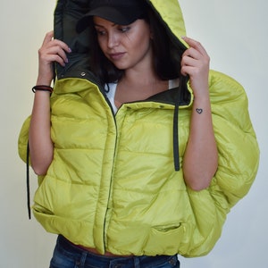 Yellow Quilted Jacket/Windproof Jacket/Yellow Warm Jacket/Double Sided/Trendy Jacket/Buttoned Jacket/Winter Extravagant Coat/Cropped/F1910 image 5