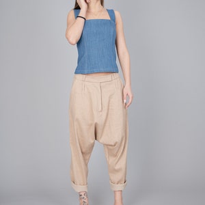 Track Pants/Loose Pants/Drop Crotch Pants/Shell Trimmed Pants/Harem Pants/Extravagant Denim Pants/Unisex Pants/Zipper Pants/Trousers/F5028 image 2