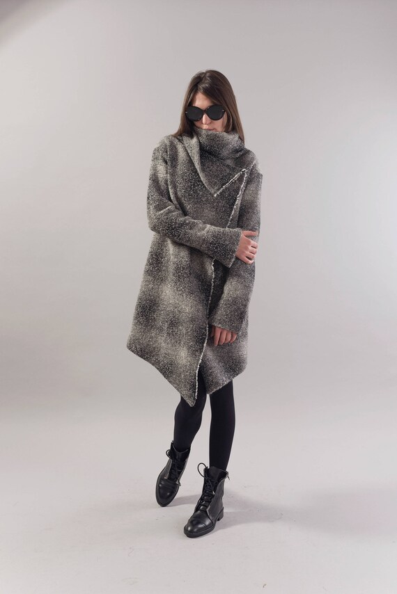 Grey Oversized Cardigan knitted Cardigan handmade Coat wool Mohair shawl Collar Cardigan knitwear winter Outwear cardigan handmade Top f1783 Etsy Ireland