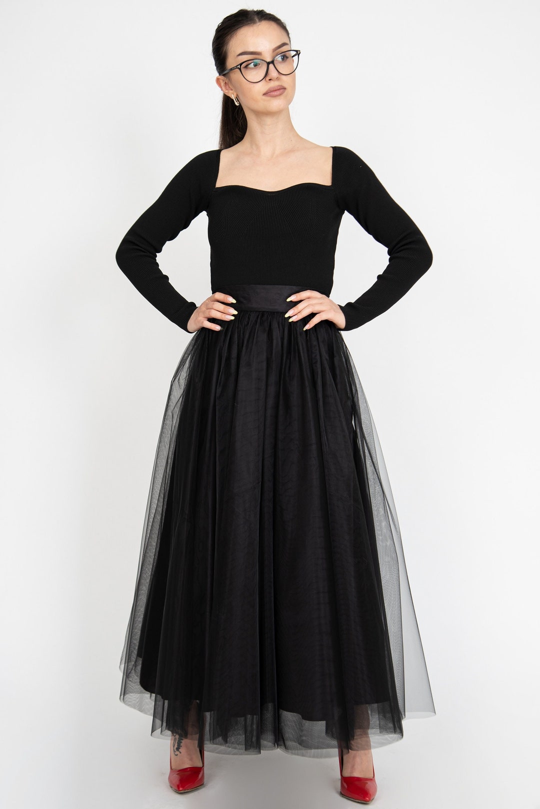 Falda de tul para mujer/Falda negra/Falda princesa/Falda/Falda larga  maxi/Falda tutú vaporosa/Falda de ballet informal/Falda tutú/Vestido de tul 