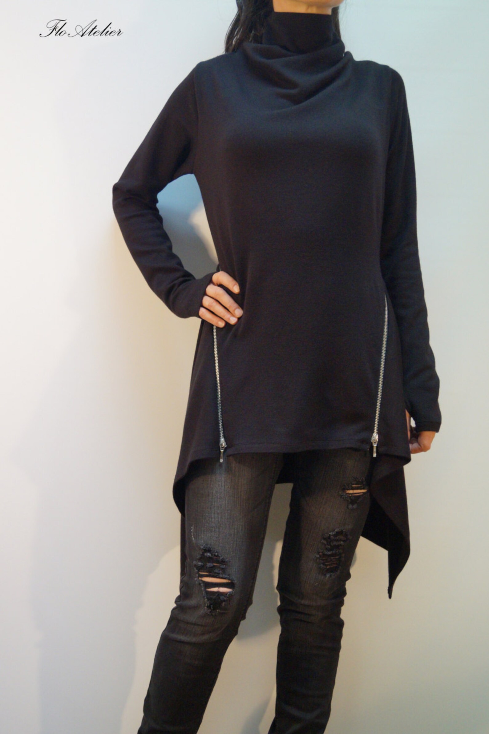 Asymmetrical Button Detail Sweater