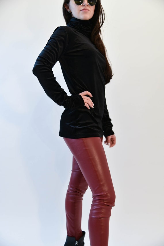Black Velvet Polo/Women's Casual Blouse/Casual Black Top/Handmade Velvet Top/Classic Black Polo/Slim Fit Polo Top/Velvet Polo Blouse / F2004