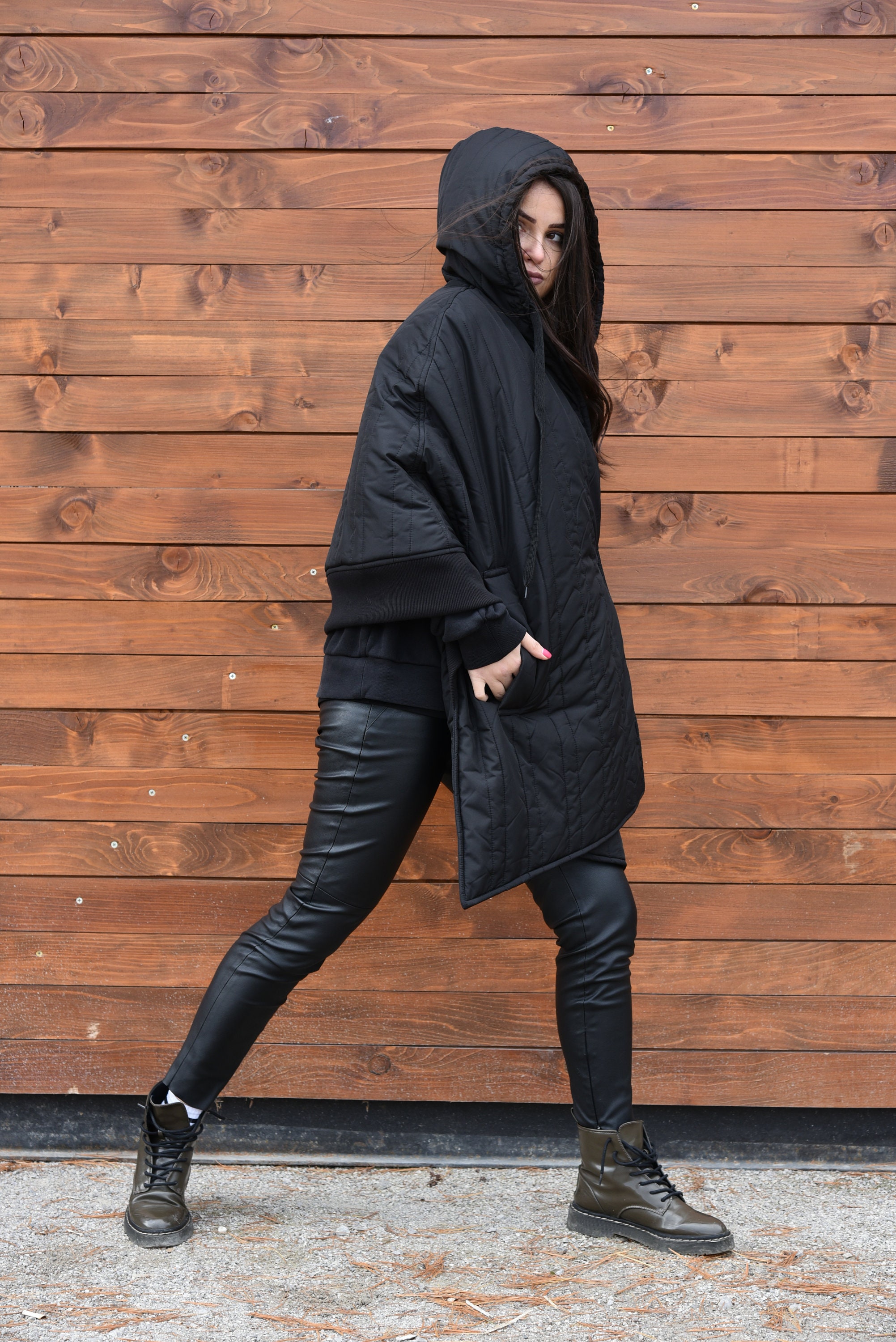 Black Quilted Jacket/windproof Jacket/black Warm | Etsy