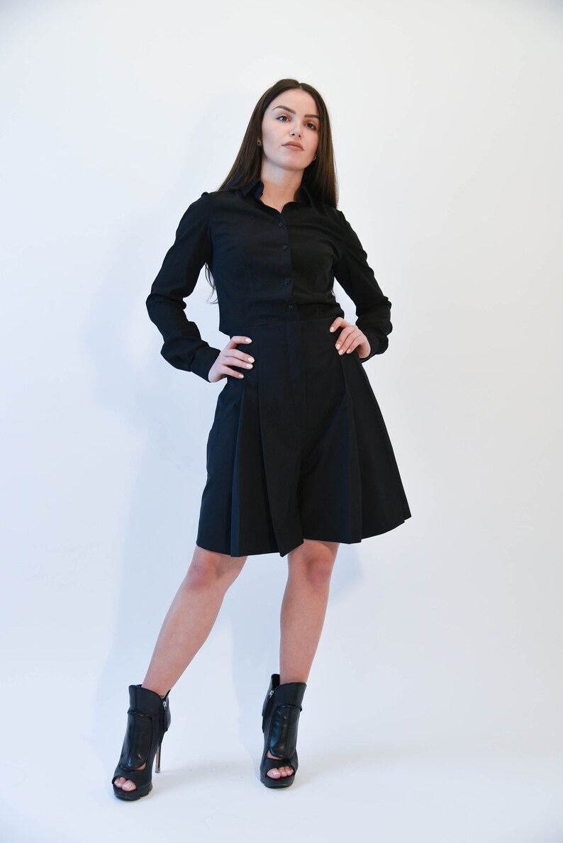 Slim Black Shirt/Casual Black Top/Long Sleeved Cotton Shirt/Handmade Shirt/Black Fitted Shirt/Handmade Black Shirt/Business Outfit/F2012 image 6