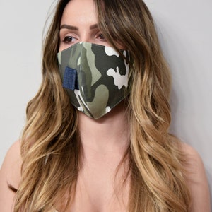 Camo Face Mask with Slit/Face Mask with Opening/Washable Mask/Reusable Washable Mask/Mask with Straw Opening/Handmade Mask with Slit/F2107 image 4