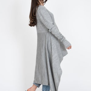 Grey Asymmetrical Sweater/Cozy Sweater/Sweater Dress/Knit Dress/Women Ribbed Sweater/Maxi Blouse/Over Sized Knit Top/Winter Blouse/F1234 image 6