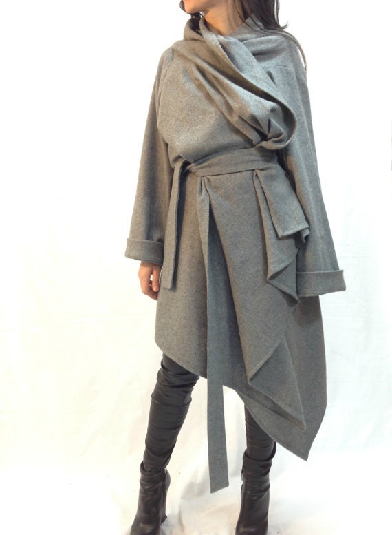 Grey Long Wool Coat/winter Cape Coat /cashmere Wool Coat Grey Long Wool Coat/winter Cape Coat /cashmere Wool Coat