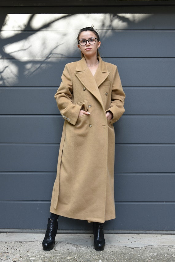 Cashmere wool top camel coat