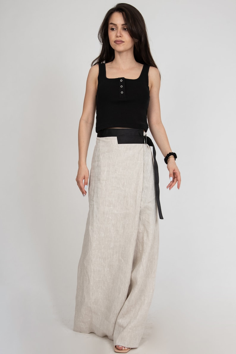 Long Loose Linen Skirt/Summer Maxi Skirt/Linen Extravagant Maxi Skirt/Summer Skirt/Casual Skirt With Pocket/Handmade Casual Skirt/F1502 画像 2