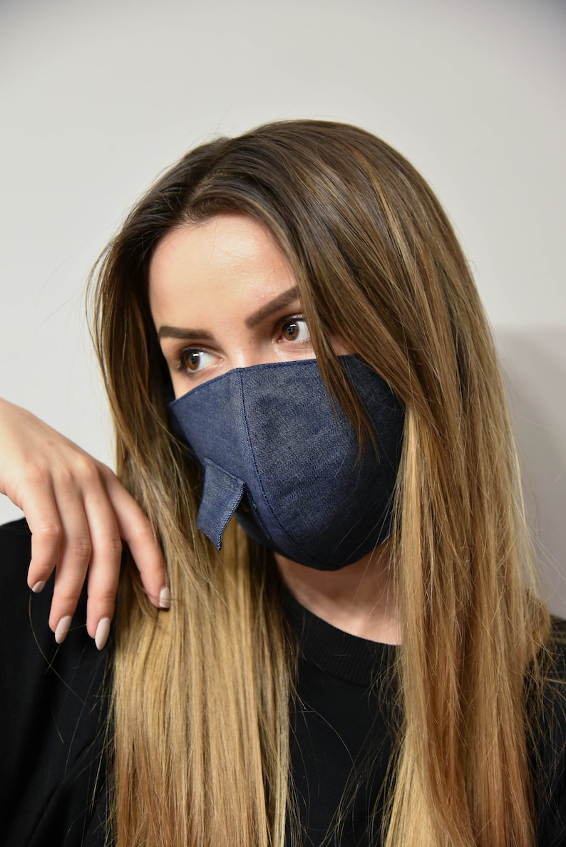 Blue Face Mask With Slit/face Mask With Opening/washable Mask/reusable ...