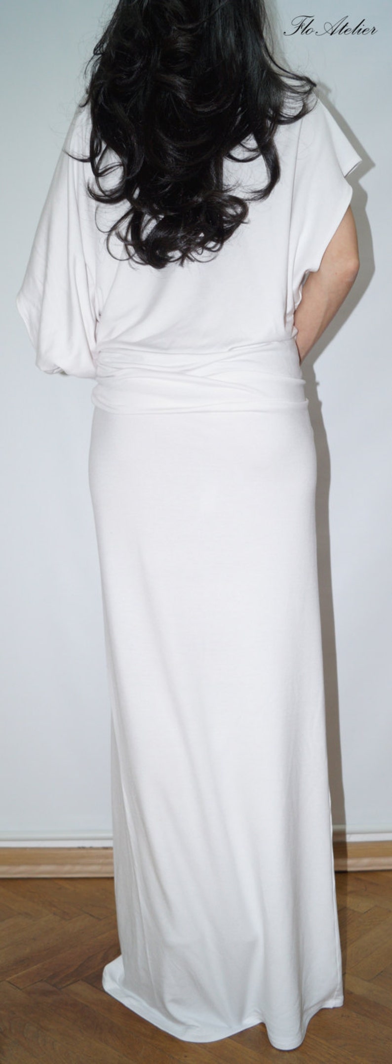 Maxi Dress/Asymmetrical Maxi Tunic/Handmade White Kaftan/White Summer Dress/Top/Cotton Dress/White Tunic/White Dress/White Casual Top/F1114 image 3