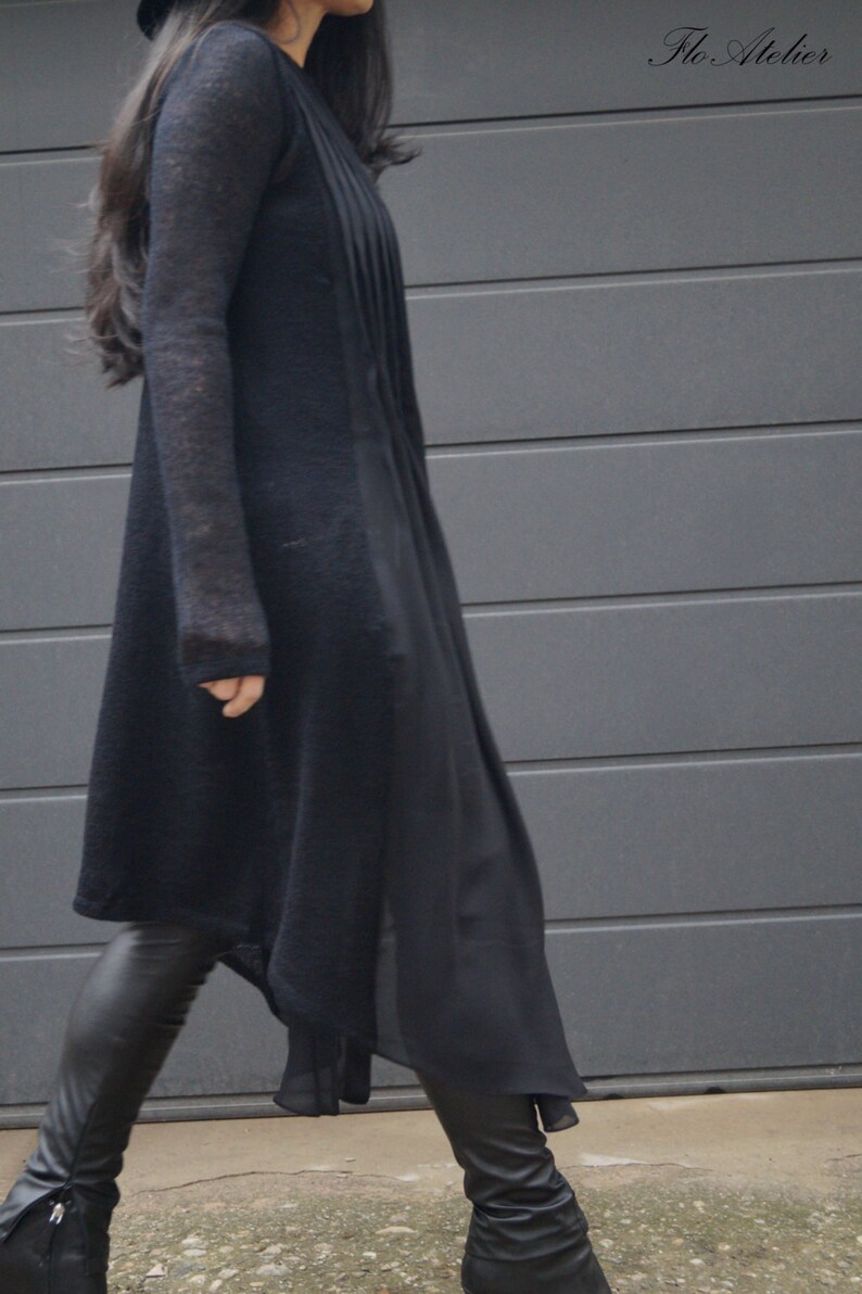 Black Loose Asymmetrical Cardigan/shirt Cardigan/knit | Etsy