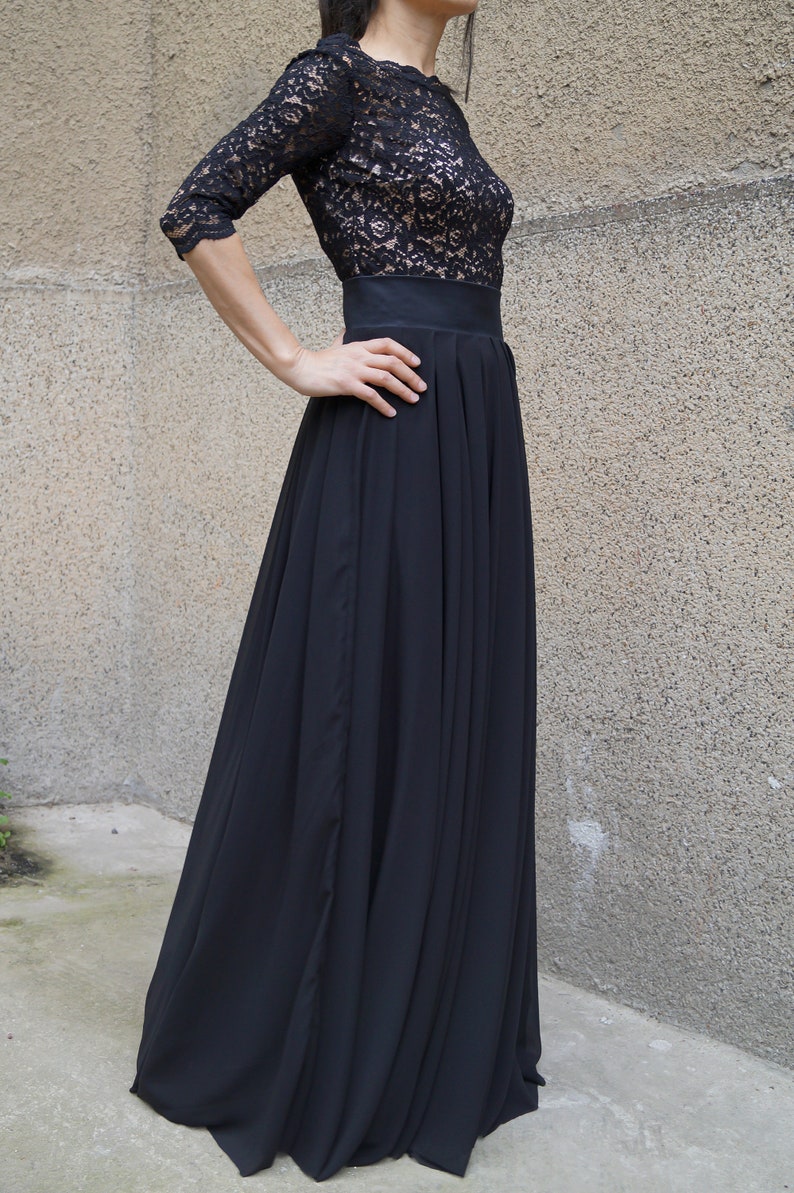 Chiffon Handmade "Poetry Skirt" in Midnight Black Organza 