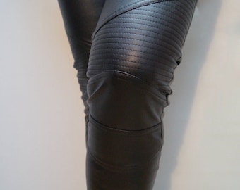 Vegan Leather Pants/stretchy Pants/leggings/skinny Pants/black