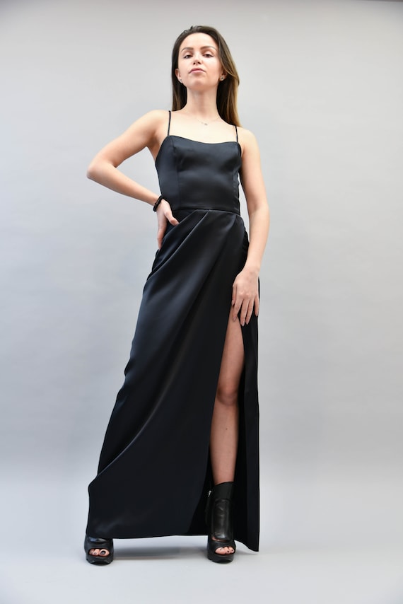 Sicily Satin Maxi Dress | Black | Baltic Born