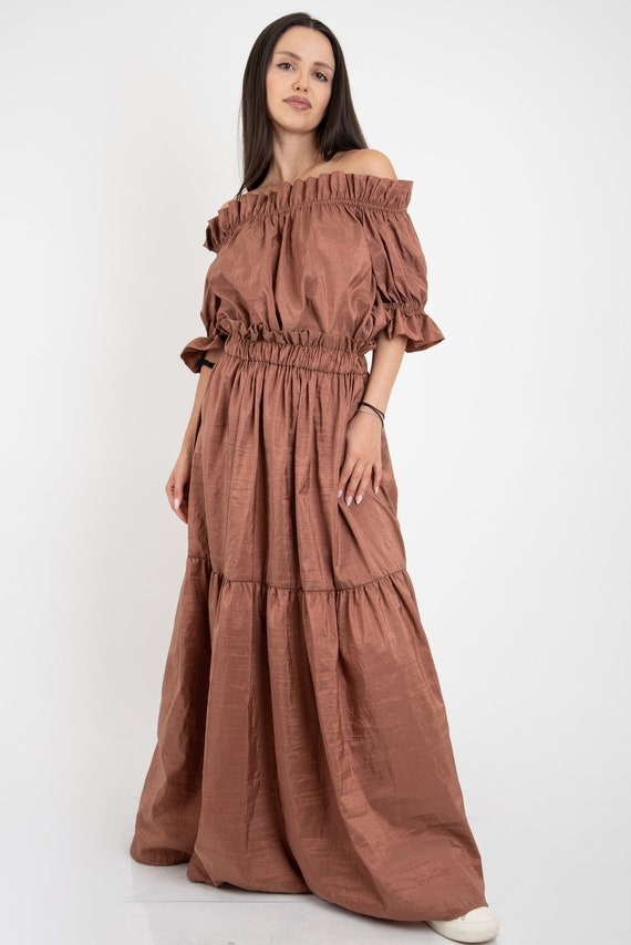 chinese dress ladies Elasticated Top Puff Skirt Maxi Dress (5 Colours)