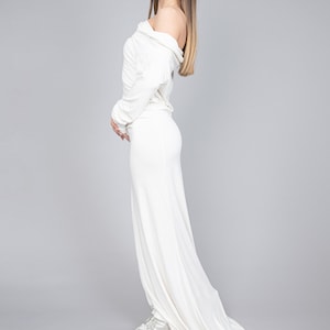 Off Shoulder Dress/Cute Maxi Dress/Cotton Maxi Dress/Casual Long Dress/Loose Maxi Dress/Flowy Dress/Cotton Dress/White Evening Dress/F2296 image 3