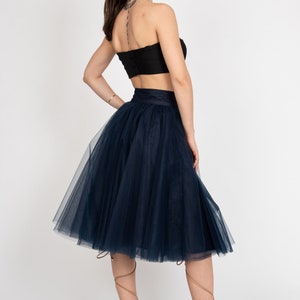 Women Tulle Skirt/Tutu Skirt/Princess Skirt/Blue Short Skirt/Blue Tutu Skirt/Casual Ballet Skirt/Dark Blue Mini Skirt/F2414 image 2