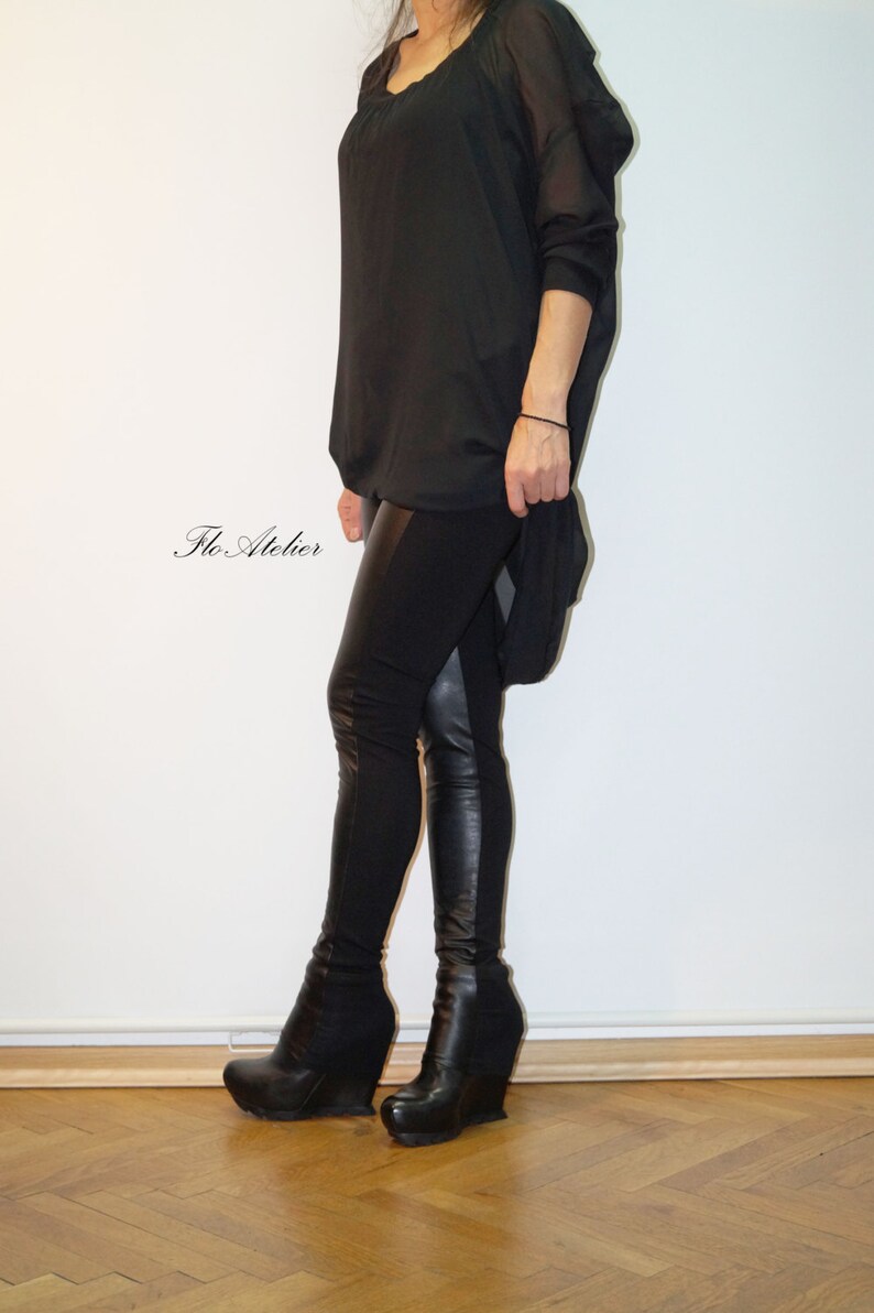 Black Long Leggings/leggings With Viscose Elastic - Etsy