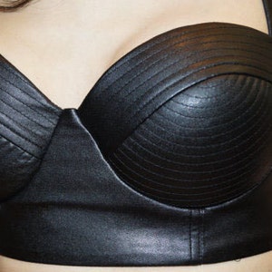 Vegan Leather Corset/Sexy Corset/Handmade Faux Leather Bra/Mini Bustier/Black Bustier/Mini Bustier/Handmade Bra/Handcrafted Bustier/F1013