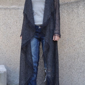 Charcoal Grey Loose Asymmetrical Cardigan/poncho Coat/long - Etsy