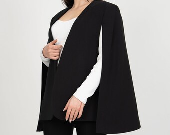 Black Cape Coat/jacket for Women/handmade Cape/cape Jacket Black Cape Coat/jacket for Women/handmade Cape/cape Jacket