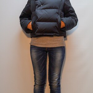 Black Quilted Jacket/Windproof Jacket/Black Warm Jacket/Extra Warm Coat/Trendy Jacket/Buttoned Jacket/Winter Extravagant Coat/Cropped/F1481 image 6