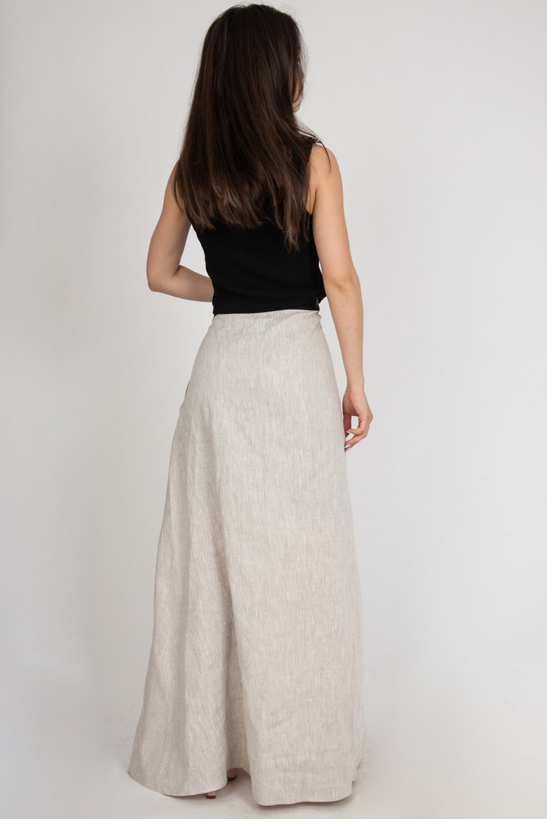 Long Loose Linen Skirt/Summer Maxi Skirt/Linen Extravagant Maxi Skirt/Summer Skirt/Casual Skirt With Pocket/Handmade Casual Skirt/F1502 画像 6