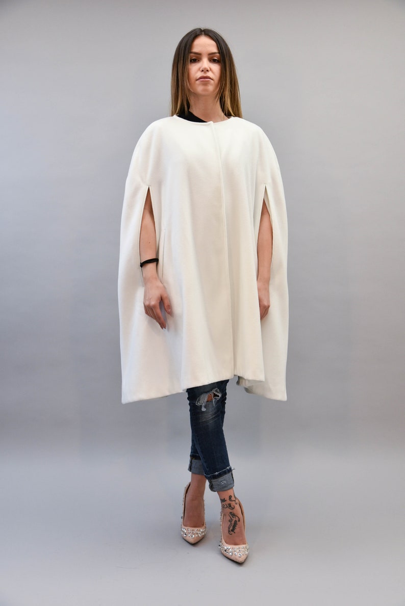 Winter Cape Coat/Jacket For Women/White Wool Cape/Cape Etsy