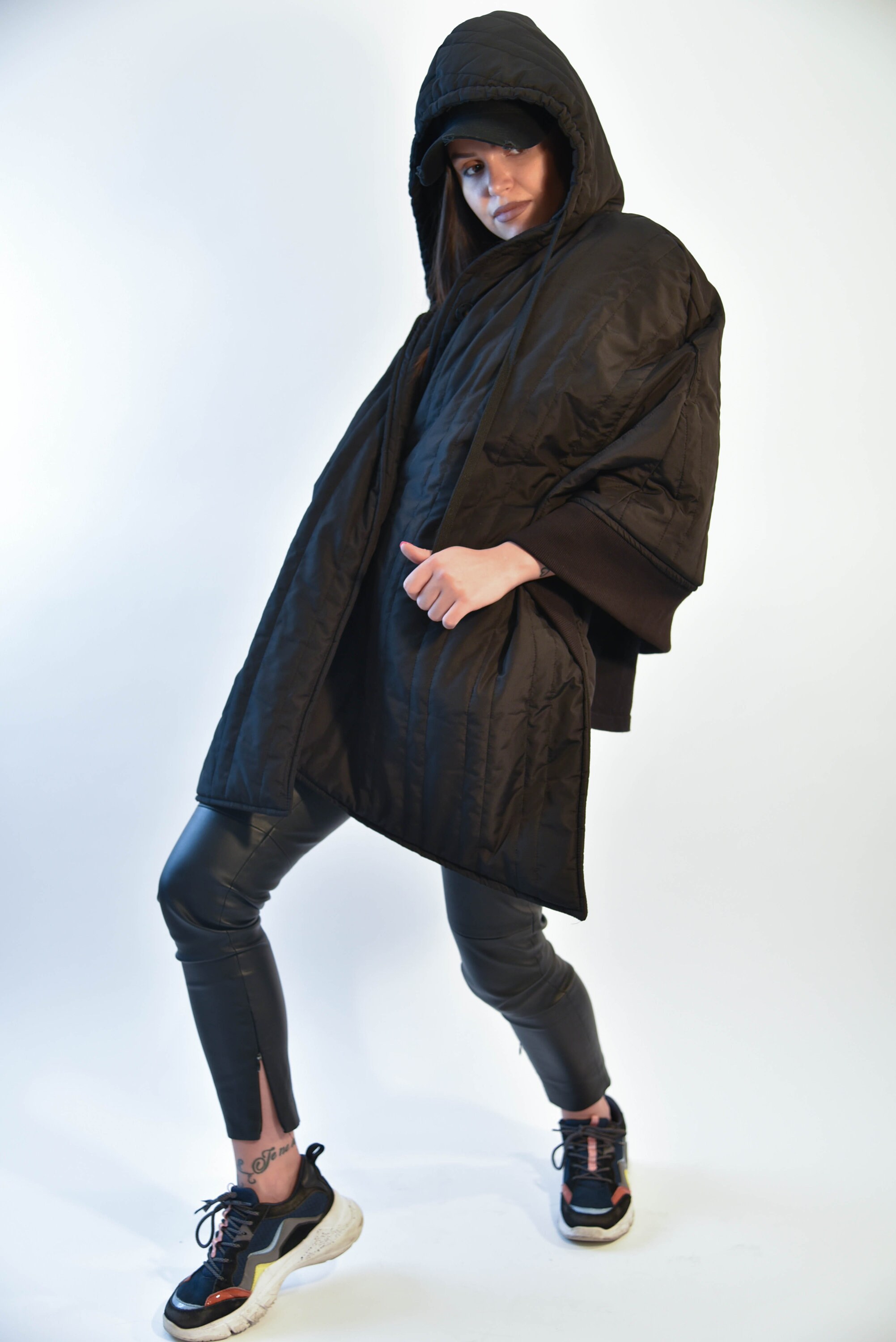 Black Quilted Jacket/windproof Jacket/black Warm Jacket/handmade Jacket ...