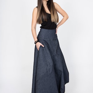 Denim Skirt/Denim Dress/Asymmetrical Jean Skirt/Casual Women Long Skirt/Long Dress/Asymmetrical Denim Handmade Long Dress/F2370 image 9