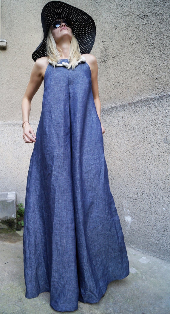 denim floor length dress