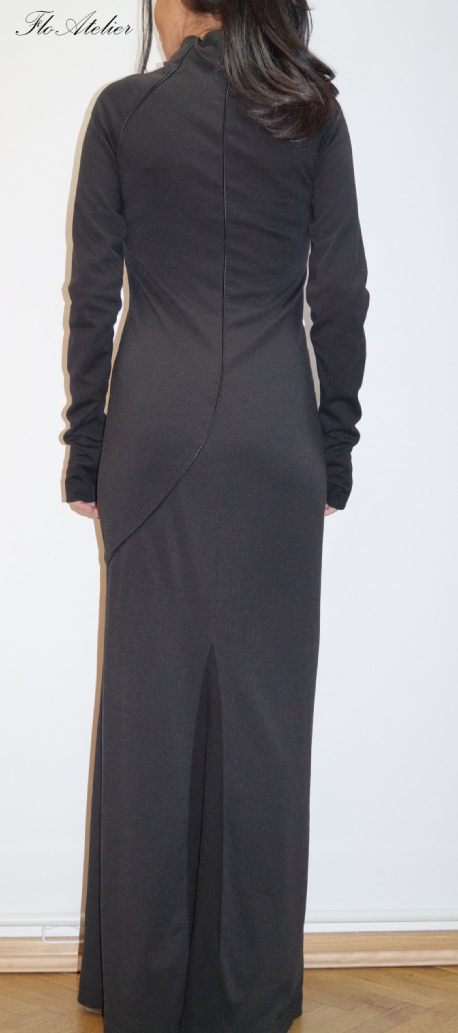 Long Sleeve Maxi Dress/casual Evening Elegant Dress/black Sexy - Etsy