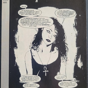 May include: A black and white comic book cover titled "Death Talks About Life" featuring a woman with dark hair and an ankh pendant. The cover includes text bubbles with various statements and the DC Vertigo logo.