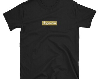 Dogecoin on Dogecoin Yellow Box Logo T-Shirt